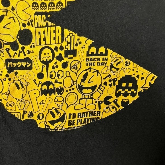 Pac-Man I'd Rather Be Playing Pac-Man 2010 Graphic Black Graphic Tee Juniors' L - Picture 7 of 16